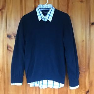 Men's Navy Blue V-neck Sweater M
